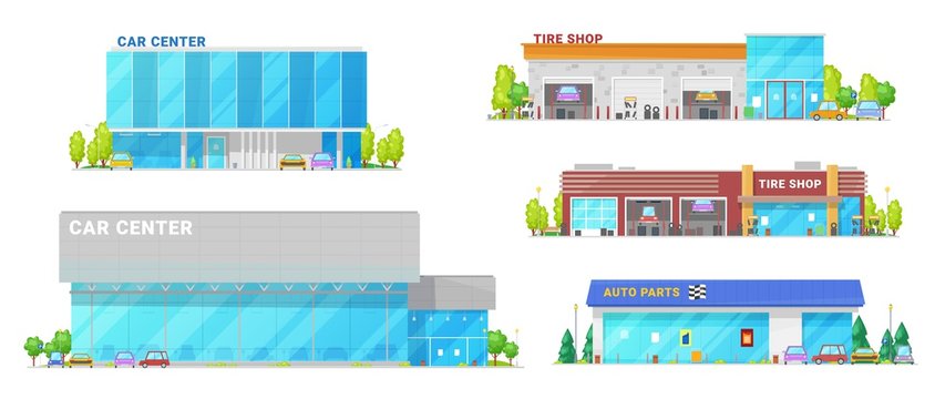 Car center, auto service, dealer showroom building