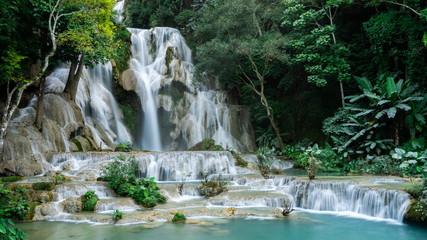 Tat Kuang Si Waterfalls. Beautiful  landscape. Luang Prabang, Laos.