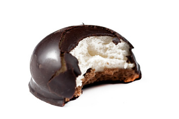 Chocolate candy isolated on white background.Copy space