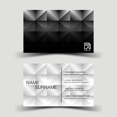 Black business card elements desing.  Front and back. On white background. 