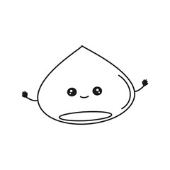 cute cartoon chestnut black and white vector illustration for coloring art