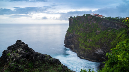 Fototapeta na wymiar Panoramic view of Uluwatu Temple on top of the cliff, Pecatu, Badung, Bali, Indonesia
