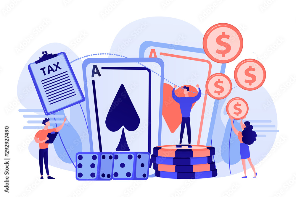 Wall mural poker player, lucky casino winner flat vector character. gambling income, taxation of gambling incom