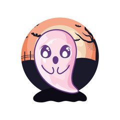 funny halloween ghost on halloween scene