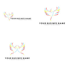 colorful Phoenix Logo vector,  set of Phoenix Line Art logo design