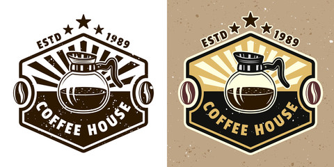 Coffee house vector emblem, badge, label or logo