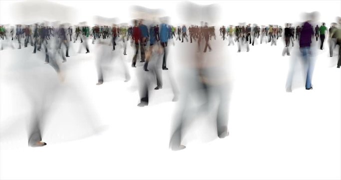 Blurry crowd time lapse footage. Blurred people walking in different directions fast moving animation. Urban lifestyle, rush hour, loneliness concept. Busy men and women in hurry video