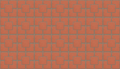 Fototapeta na wymiar mosaic brick red pattern with cement lines vertical horizontal, background many square shapes