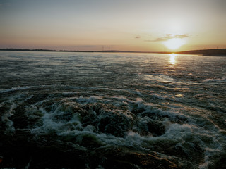 Downstream of the dam on the Volga river