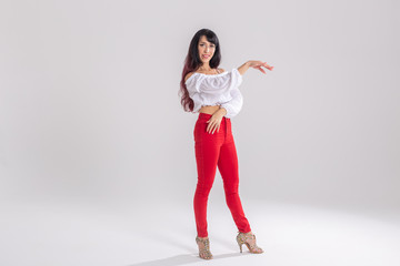 Latino dance, Improvisation, contemporary and vogue dance concept - young beautiful woman dancing...