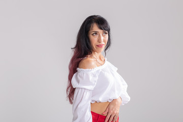 Latina dance, strip dance, contemporary and bachata lady concept - Woman dancing improvisation and...