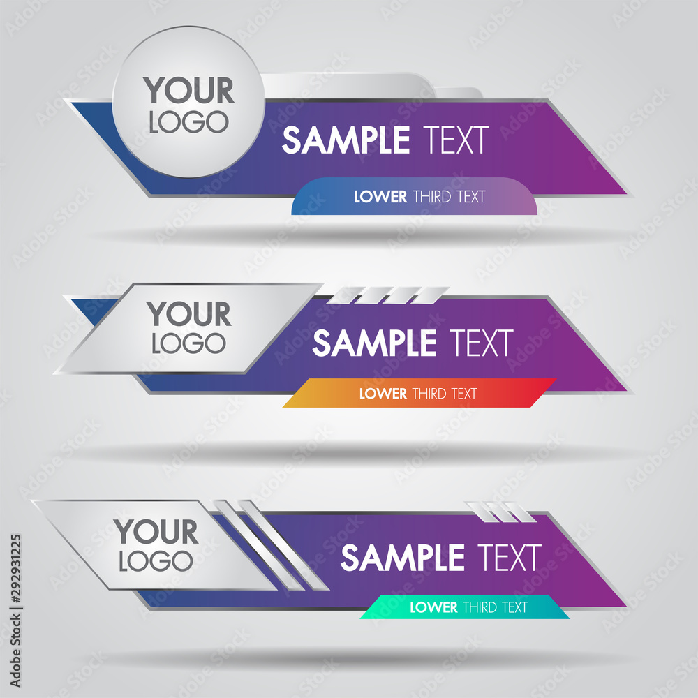 Aufkleber lower third white and colorful design template modern contemporary. set of banners bar screen broadc