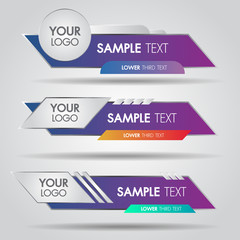 Lower third white and colorful design template modern contemporary. Set of banners bar screen broadcast bar name. Collection of lower third for video editing on transparent background.