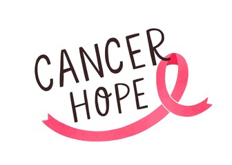 Breast cancer hope handwritten lettering