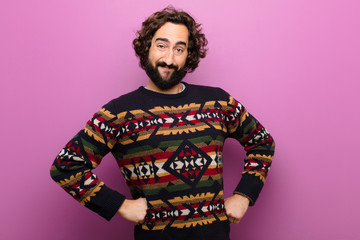 young crazy bearded man