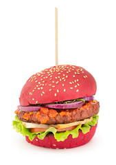 Vegan sandwich with red bun