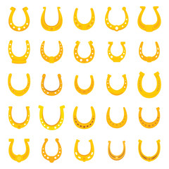 Shiny yellow golden horseshoe flat icons