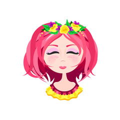 Little cute smiling girl with flower wreath
