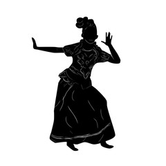 Simple Vector Hand Draw Sketch and silhouette of Young Girl Traditional West Java, Sunda  Indonesia