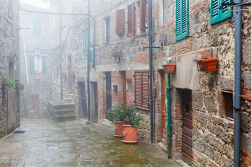 Fog located in a picturesque alley