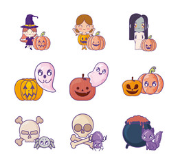 Fototapeta premium bundle halloween with set icons