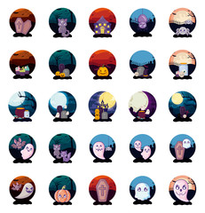 bundle halloween with set icons