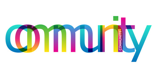 COMMUNITY bright gradient typography banner