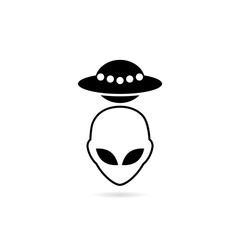 UFO alien icon for web design isolated on white background
