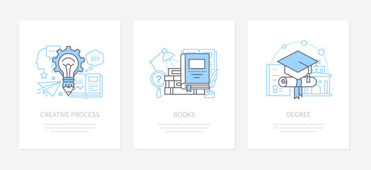 Creative process, innovative thinking concept icons set