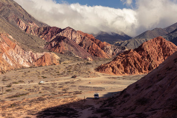 Los Colorados, Purmamarca, Jujuy, Argentina. The andes and the clouds