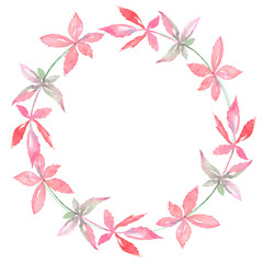 Round frame with autumn maple leaves