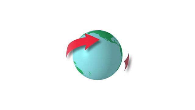 Video animation of a globe and arrows (on transparent background/with alpha channel)