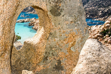 View of Cala Coticcio on the island of Caprera, located in the national park of the archipelago of La Maddalena, Sardinia