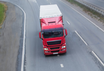 truck moves on highway