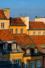 Old Town Houses in Warsaw at Sunset