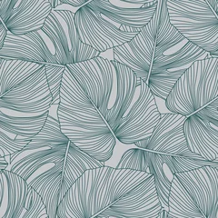 Tapeten Tropisches Muster, nahtloses Muster des botanischen Blattes. Monstera hinterlässt Kulisse. © smth.design