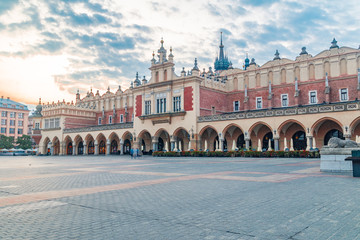 Fototapeta premium Krakow Cloth Hall at sunrise time.