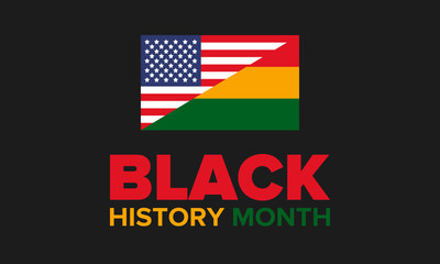 Black History Month. African American History. Celebrated annual. In February in United States and Canada. In October in Great Britain. Poster, card, banner, background. Vector illustration