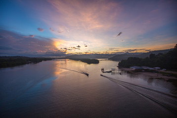 sunrise moment view at one of the famous port for photographer in Borneo