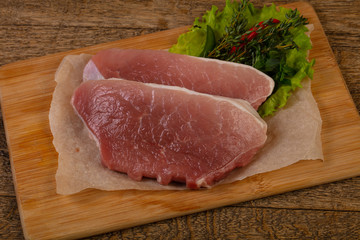 Raw pork steak