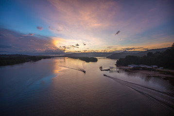 sunrise moment view at one of the famous port for photographer in Borneo