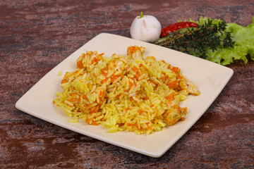 Traditional Pilaf with chicken and carrot