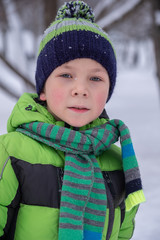 Portrait of boy in winter time