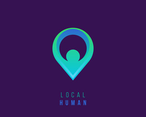 Local human logo design concept. Abstract mapping logo design template.