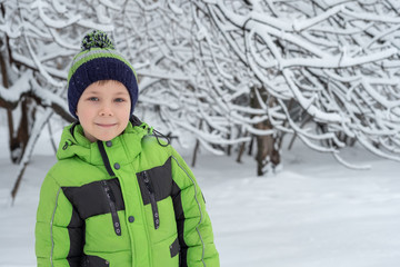 Portrait of boy in winter time