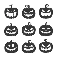 Wandcirkels plexiglas set of black halloween pumpkins © 4luck