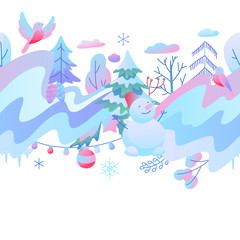 Seamless pattern with winter items.