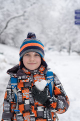 Portrait of boy in winter time