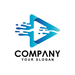 Play media splash water illustration logo design