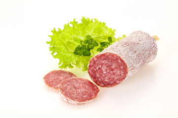 Italian dry Saliami pork sausage